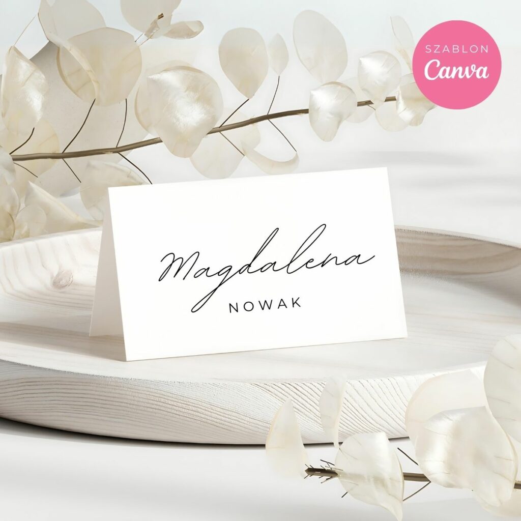 Winietka ślubna – szablon Canva, wersja płaska i składana