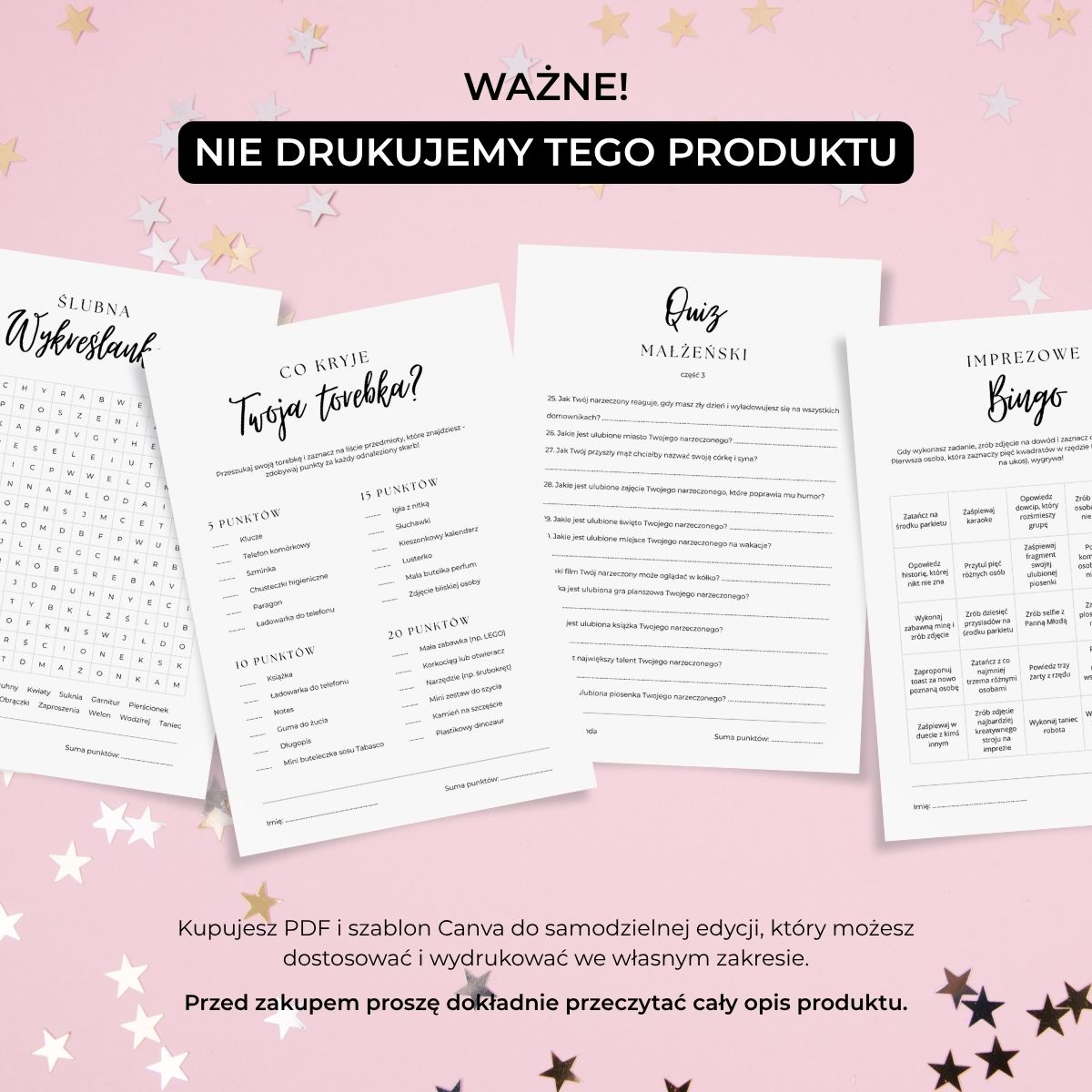 Informacje o zestawie gier na wieczór panieński PDF