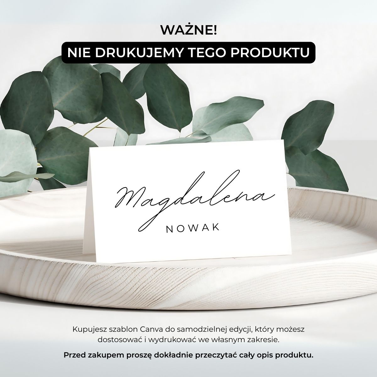 Szablon winietek weselnych Canva – personalizacja