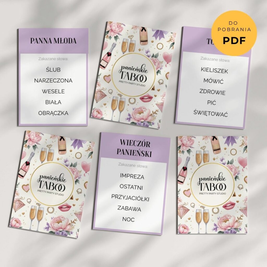 Gra Taboo na wieczór panieński – zestaw kart PDF do druku