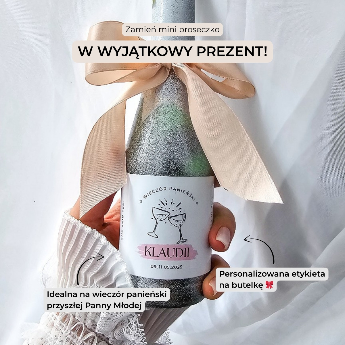 Personalizowana etykieta na butelkę szampana DIY – wieczór panieński