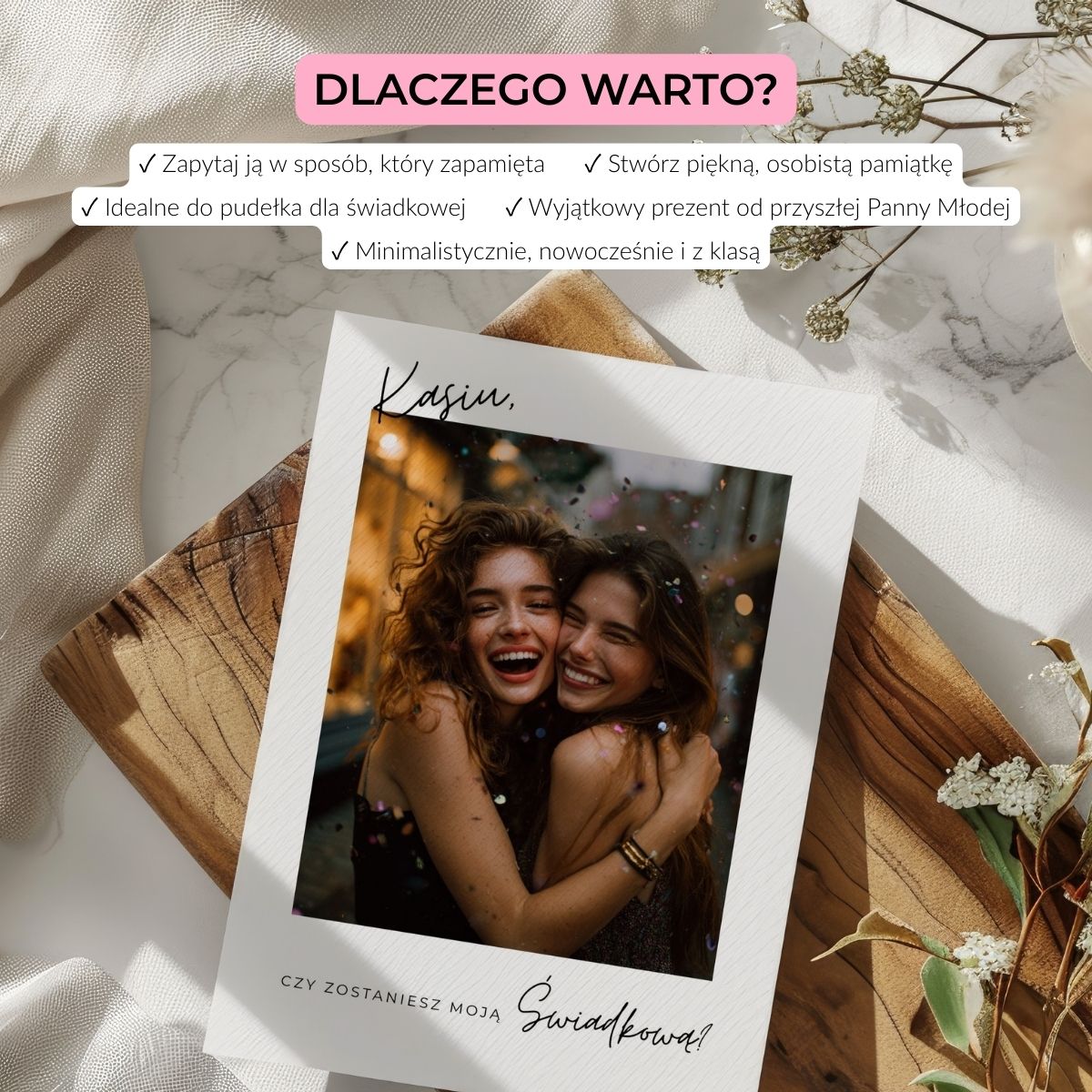 Powody, dla których warto wybrać kartę z prośbą o świadkowanie – elegancka i personalizowana.