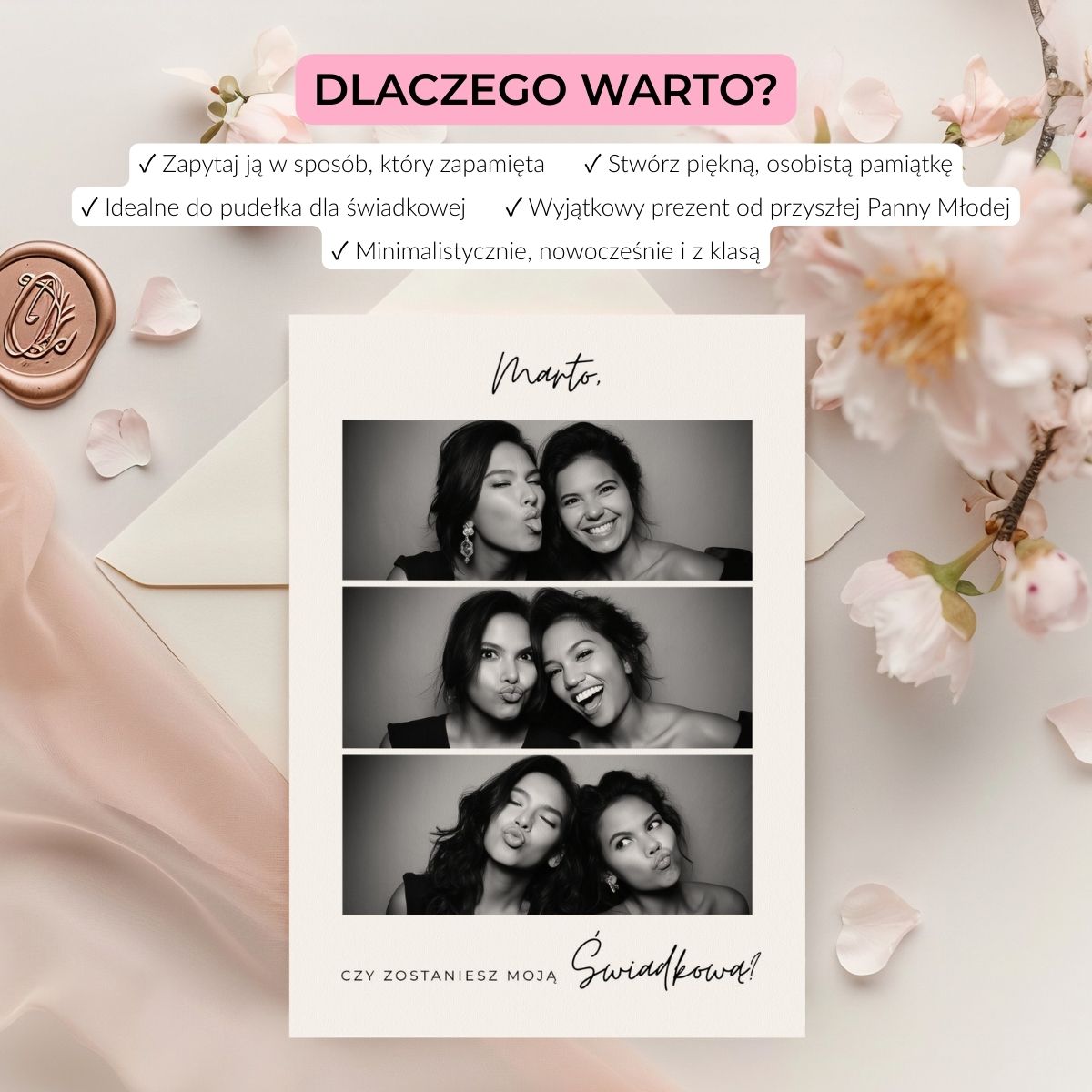 Powody, dla których warto wybrać kartę z prośbą o świadkowanie – elegancka i personalizowana.