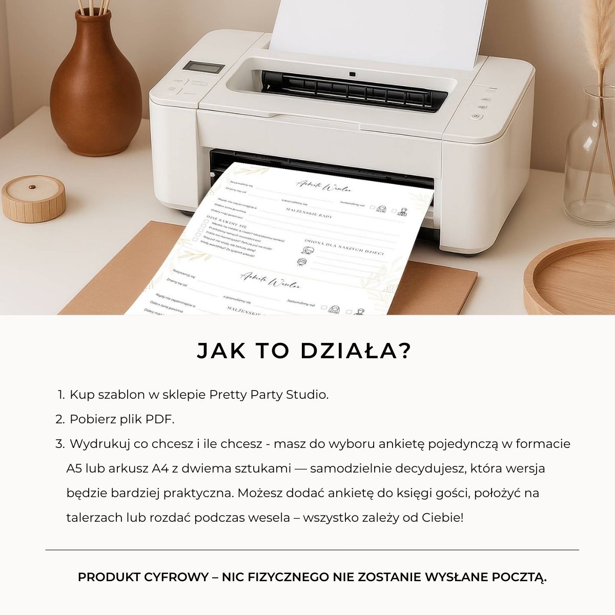 Proces zakupu i użycia ankiety weselnej PDF – kup, pobierz, wydrukuj.
