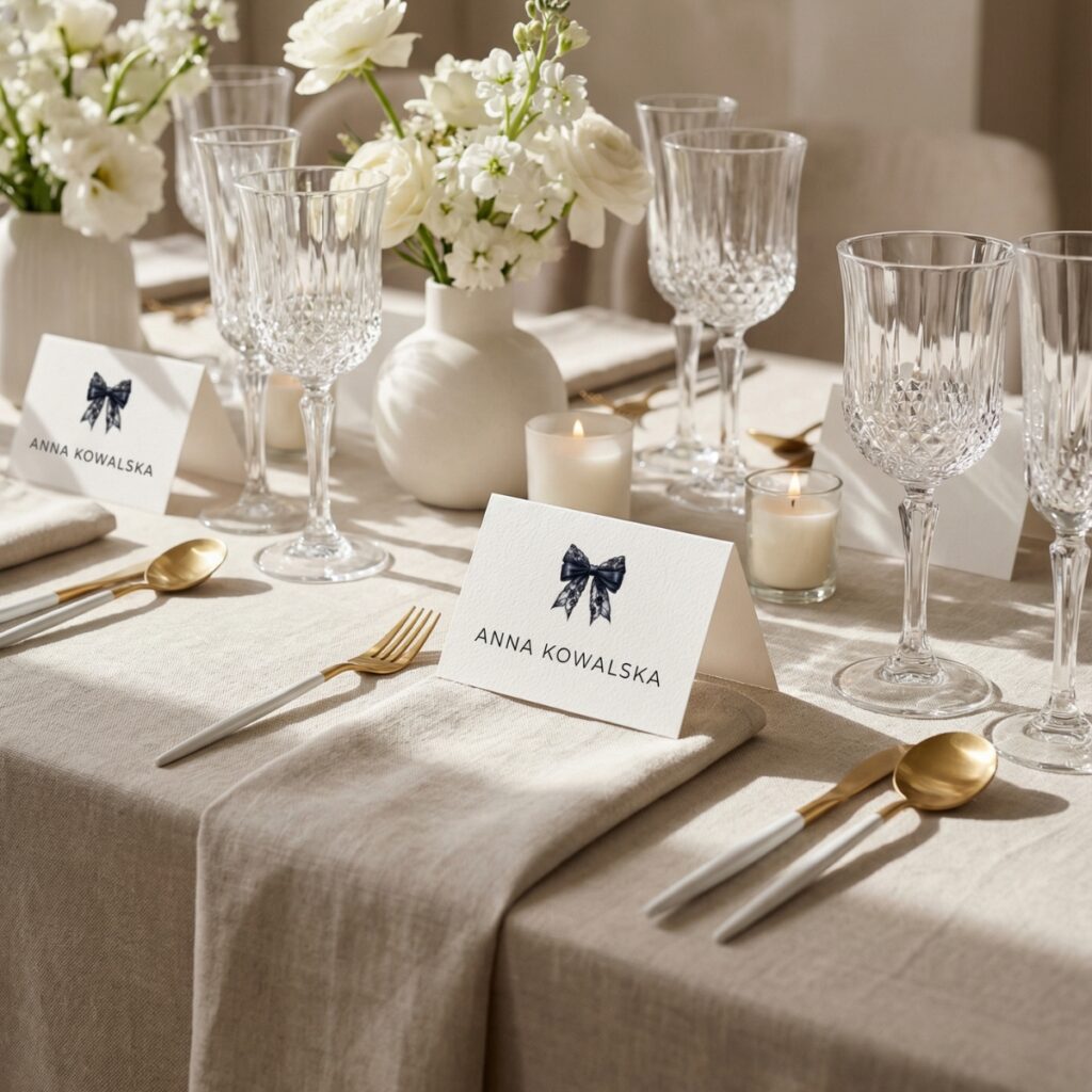 Winietka imienna na urodziny z czarną kokardą