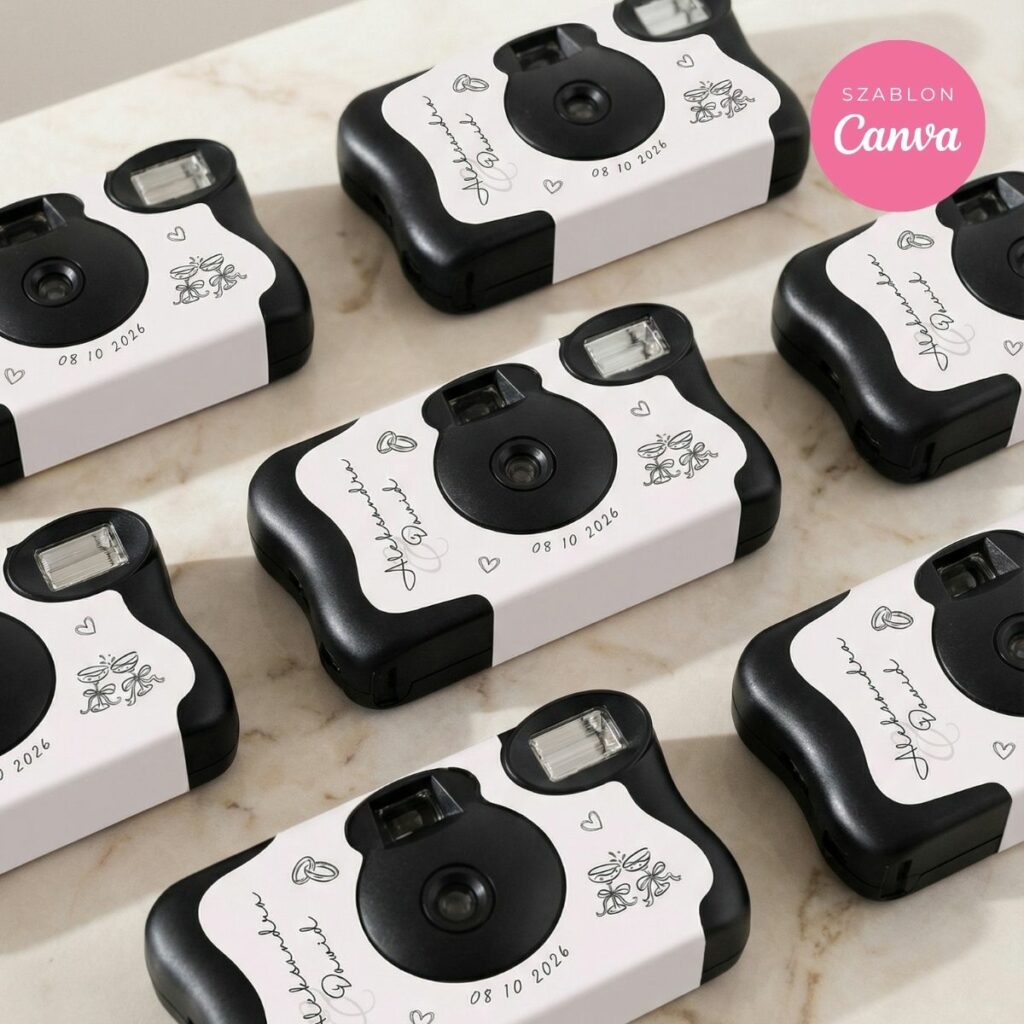 Szablon owijki na aparat jednorazowy Kodak - Ślubny design | Personalizowana etykieta | Edytuj w Canva | DIY wedding