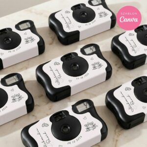 Szablon owijki na aparat jednorazowy Kodak - Ślubny design | Personalizowana etykieta | Edytuj w Canva | DIY wedding