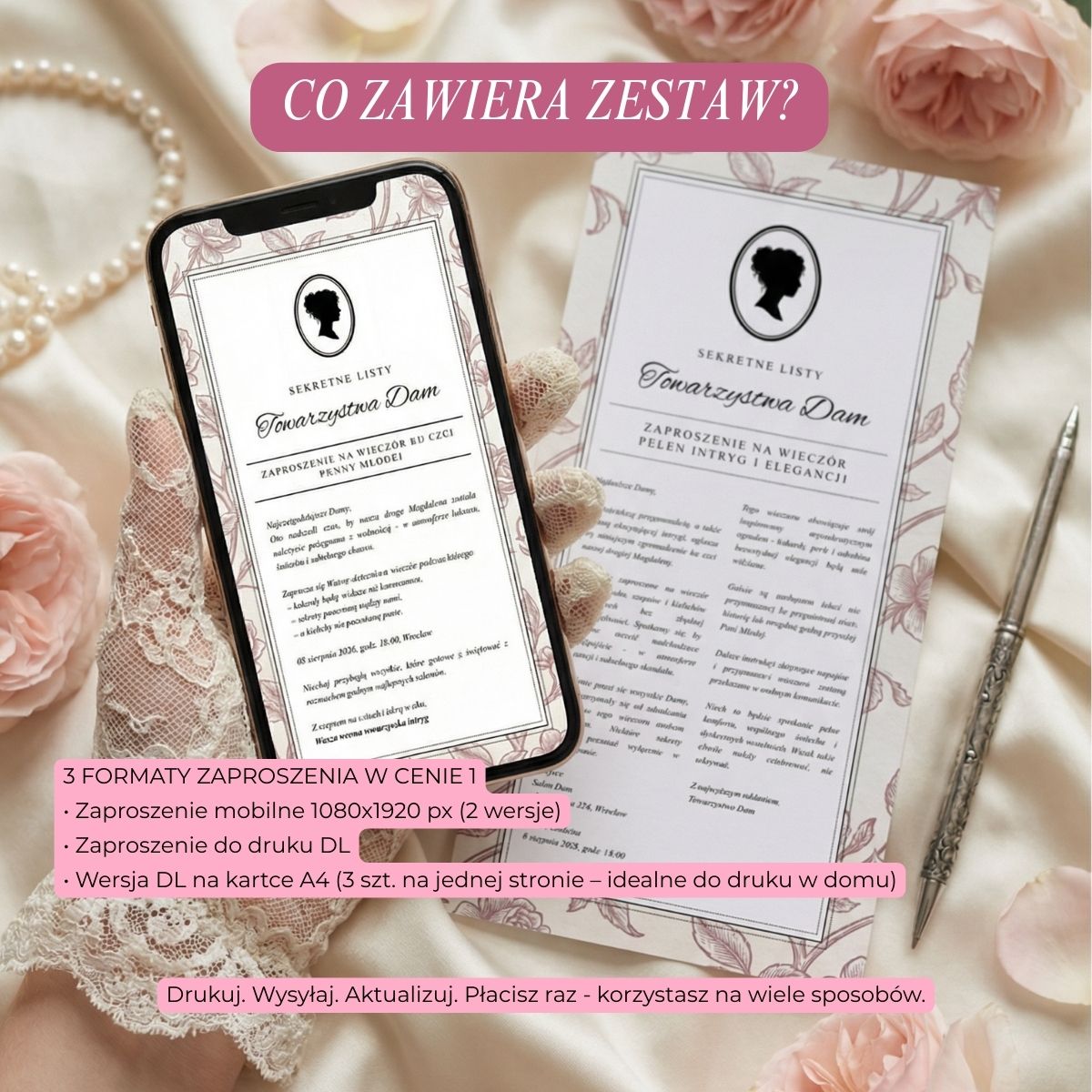 zaproszenie panieński druk i wersja mobilna Canva