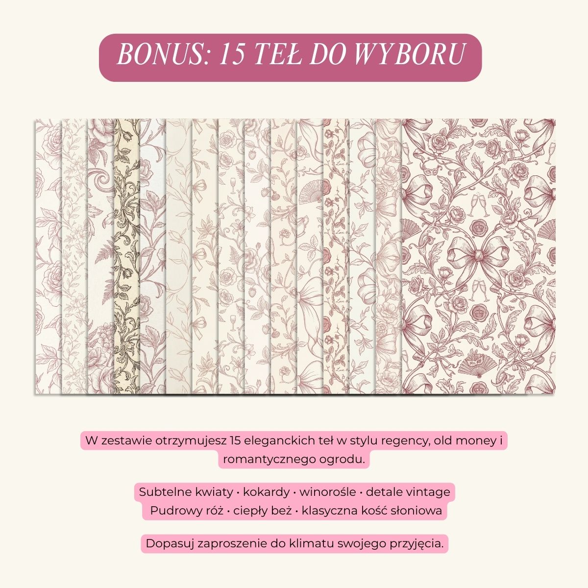 tła regency do zaproszenia wieczór panieński Canva