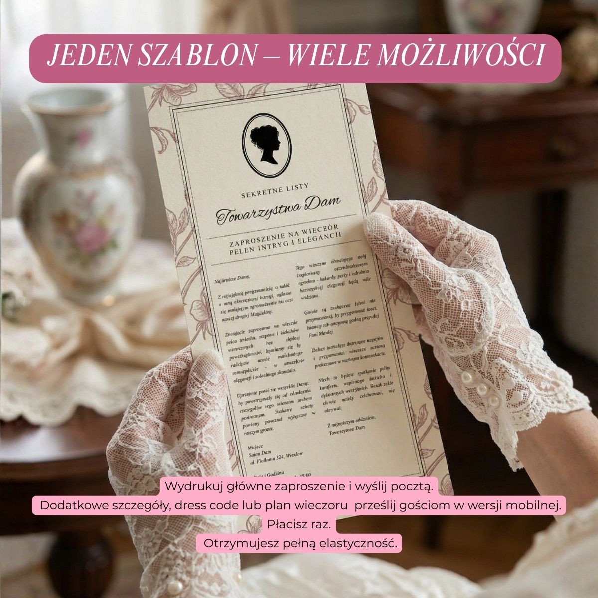 zaproszenie DL na A4 do druku w domu panieński