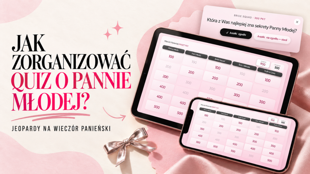 Jeopardy na wieczór panieński – interaktywna gra o Pannie Młodej wyświetlana na tablecie i telefonie